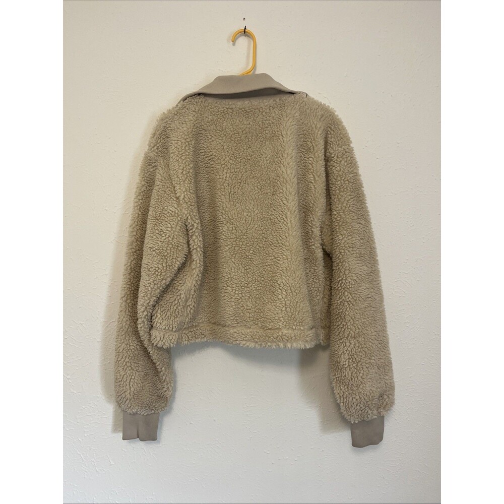 RAINS Women's Kofu Fleece Short Bomber Jacket Full Zip Beige Size Medium - Picture 11 of 14